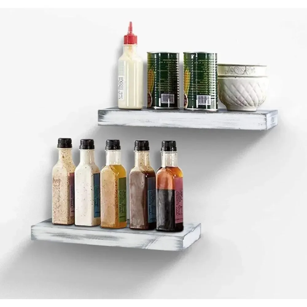 AHDECOR Rustic Wooden Floating Shelves Wall Mounted Shelf Display Ledge Storage